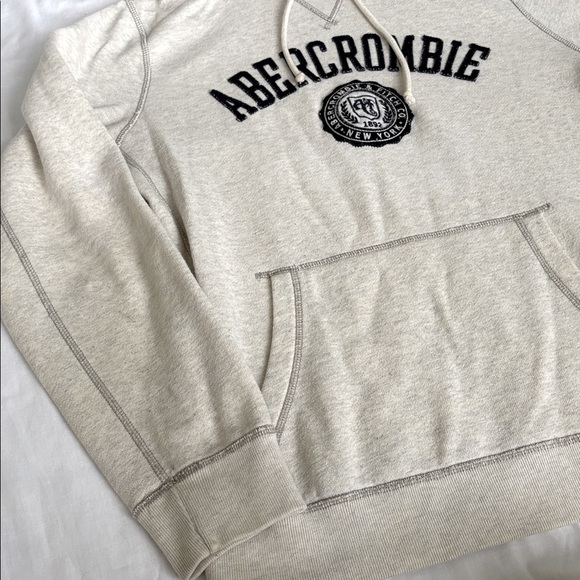 Vintage Abercrombie & Fitch White Hoodie Hooded Sweatshirt Sweater Y2K Women’s L - Picture 5 of 9